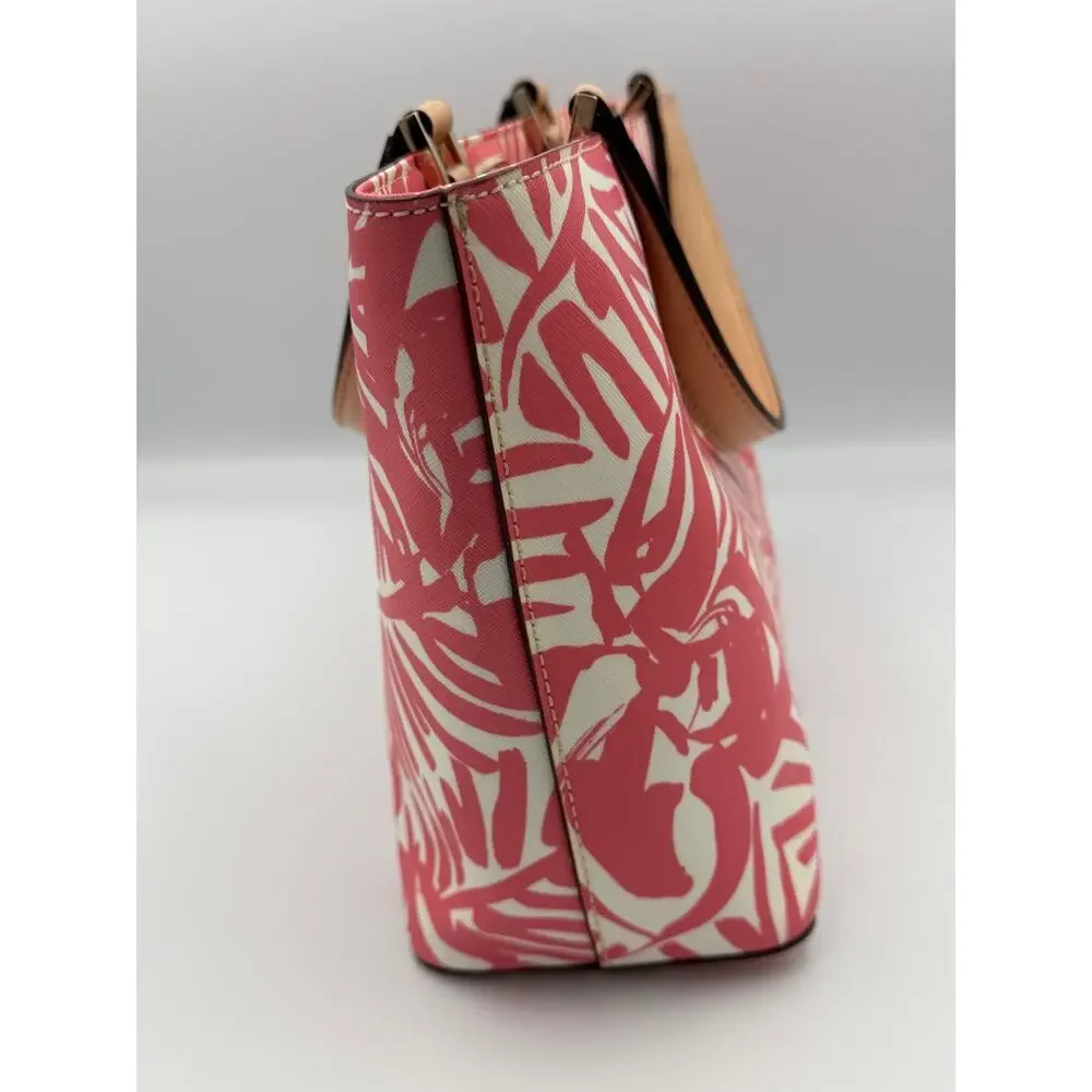 Kate Spade - Jules Grant Street Grainy Vinyl Pink-Coral/White Small Tote Bag
